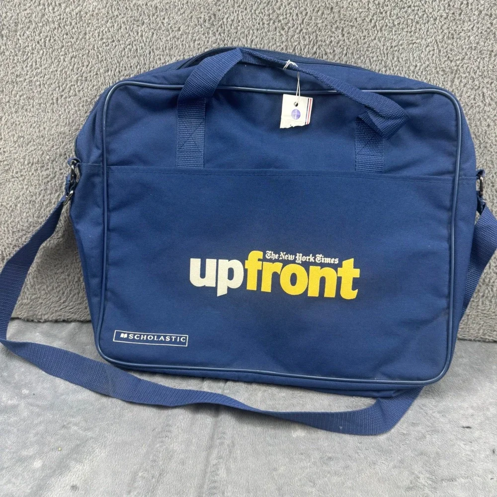 Scholastic NYT Upfront Messenger Bag Unisex OS Navy Blue Excellent Canvas Laptop